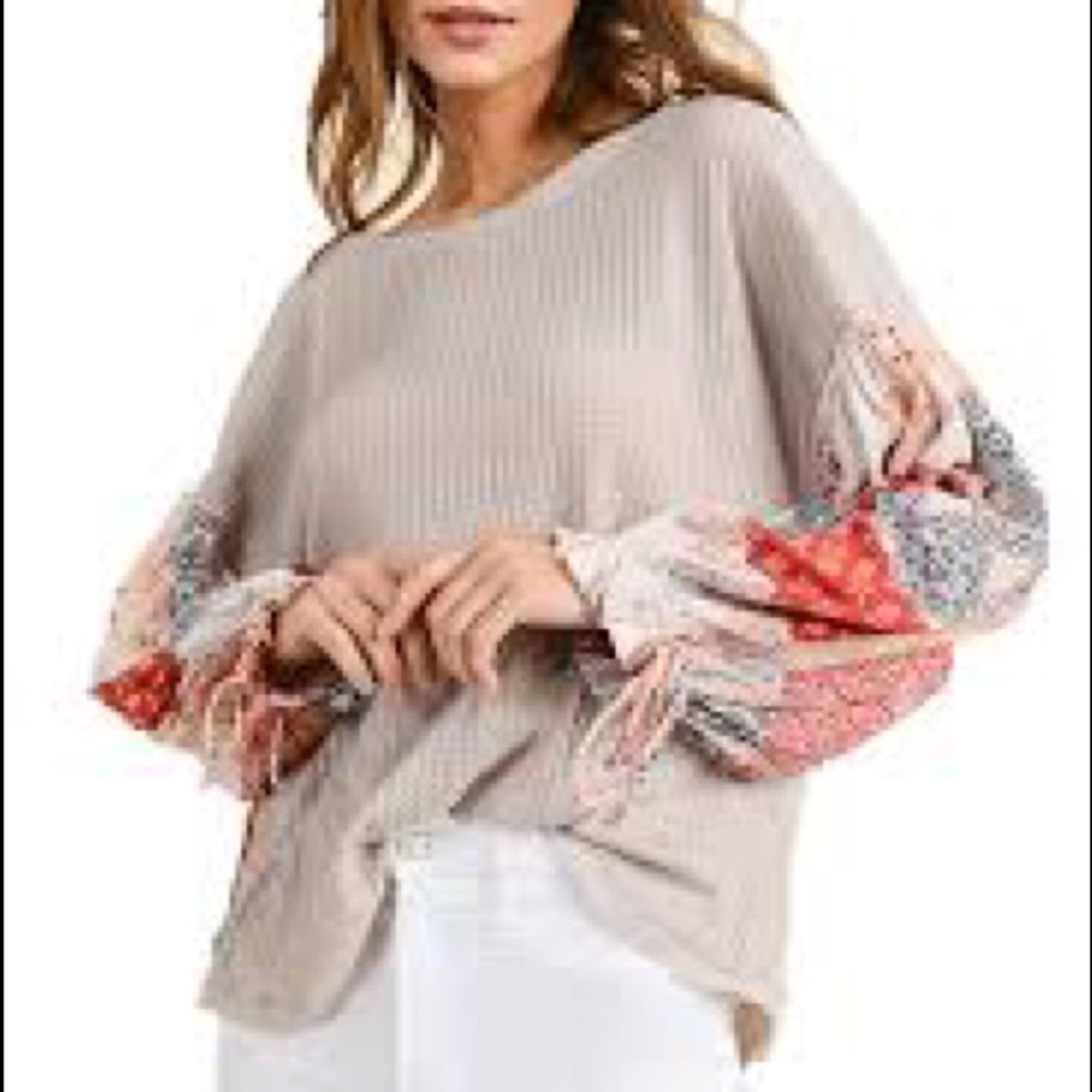 These Three Mauve Printed Balloon Sleeve Thermal